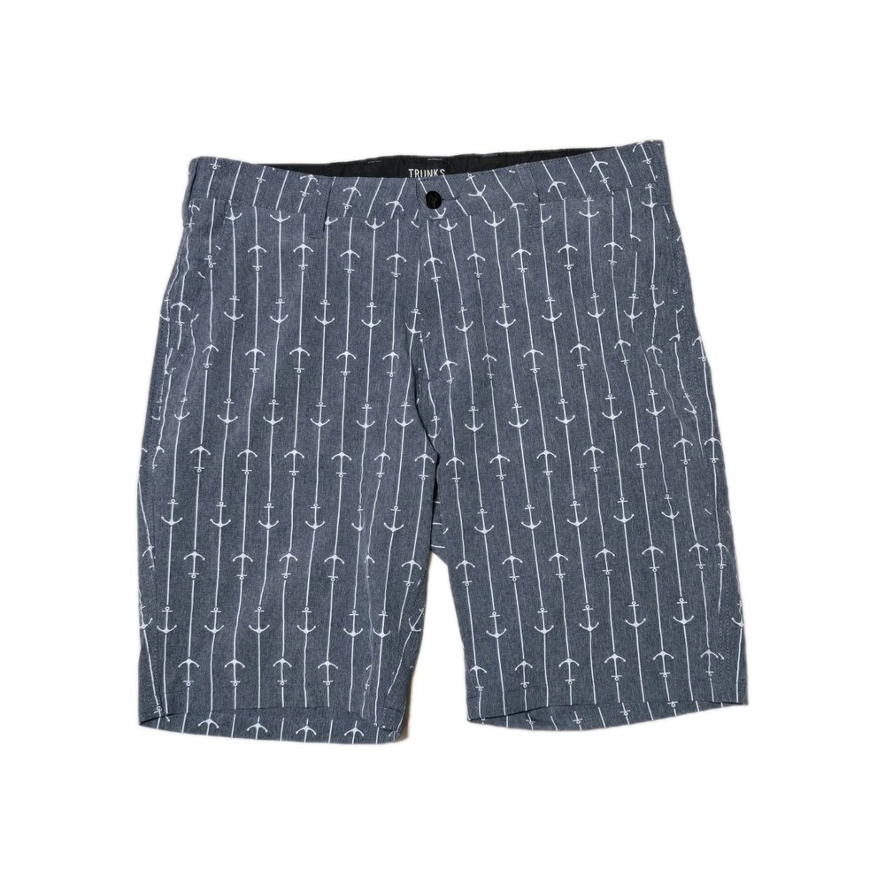 TRUNKS Multi-Functional Shorts Navy Blue White Anchor Print Nautical Men size 32